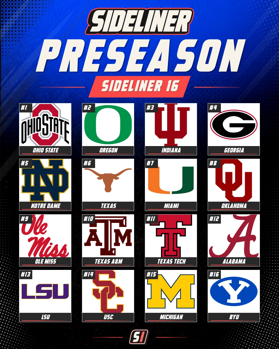 Sideliner 16 — 2026–2027 — Week 0 / Preseason